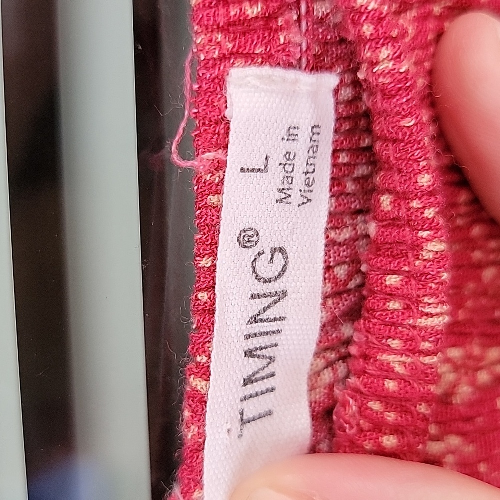 Timing Red Flare-Leg Jumpsuit Smocked Bodice Adjustable Straps Sz L - Picture 8 of 11